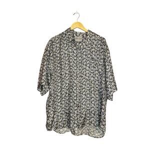 Penta Club Silk Geometric Men's Button Up Short-Sleeve Shirt L Classic Normcore